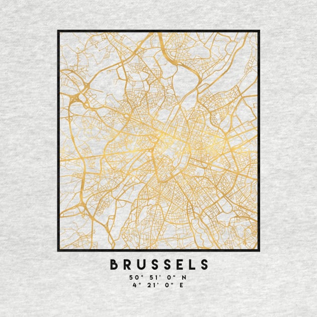 BRUSSELS BELGIUM CITY STREET MAP ART by deificusArt